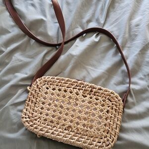 J. Crew Woven Brown Crossbody Bag